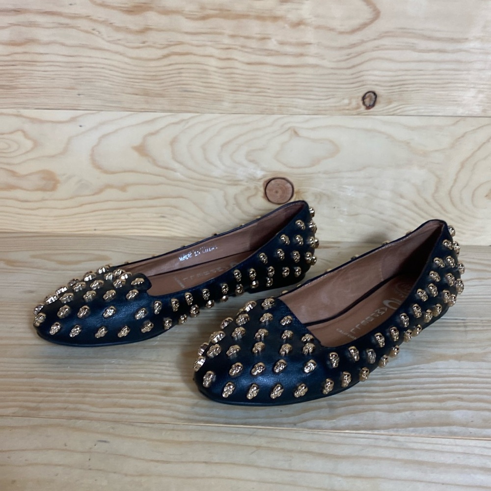 Jeffrey Campbell Black Studded Leather Flats